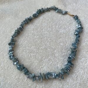 Beautiful natural labradorite gemstone grey chip bead choker style necklace.